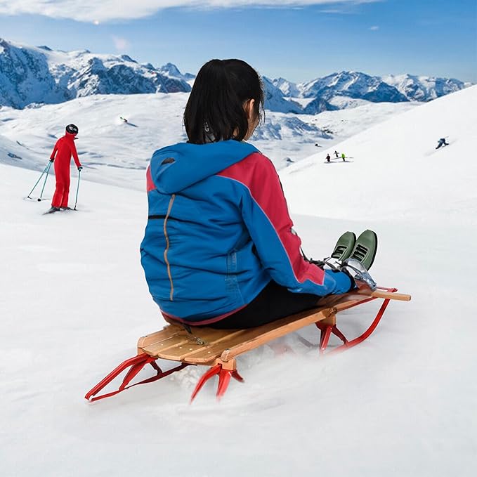 Flexible Flyer Metal Runner Sled. Steel & Wood Steering Snow Slider-StrideForce Fitness