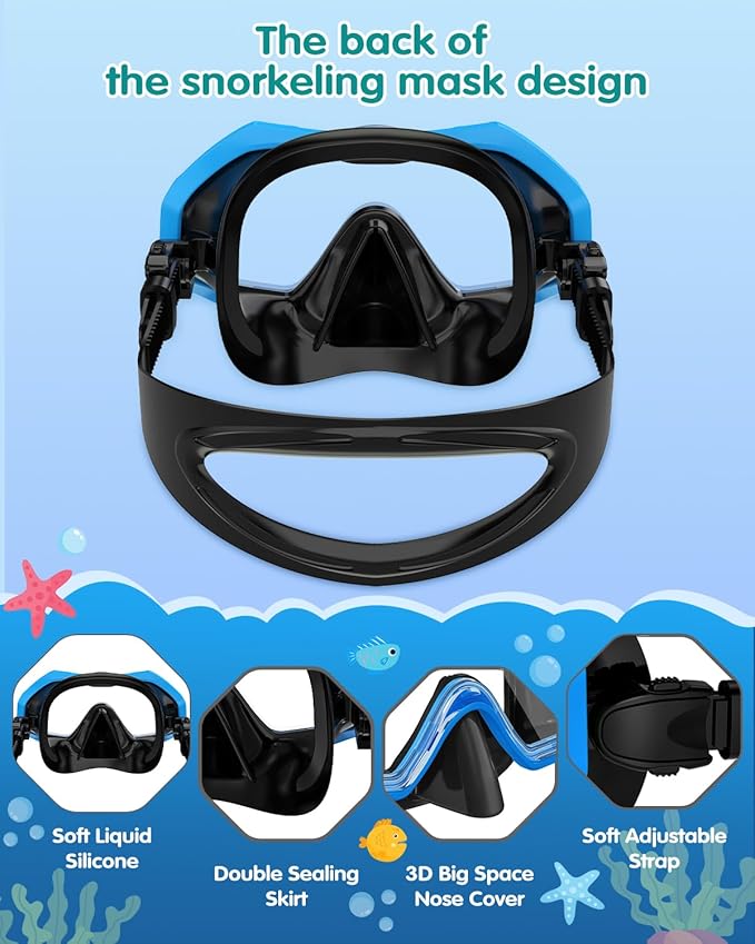 W WSTOO Kids Swim Goggles with Nose Cover,Snorkel Diving Swimming Mask for Youth 5-15,HD 3-Window Wide Vision Anti-Shattered Lens Anti-Fog&Leak-StrideForce Fitness