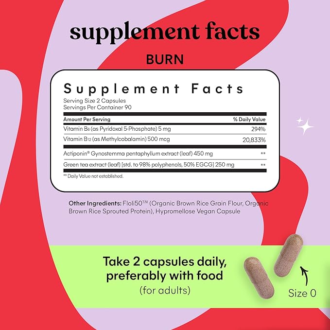 Lemme Burn - Metabolism, Belly Fat Burning + AMPK Activating Supplement for Men & Women w/Clinically Studied Actiponin Gynostemma, Green Tea Extract, Vitamins B6 & B12 - Gluten Free, 180 Count-StrideForce Fitness