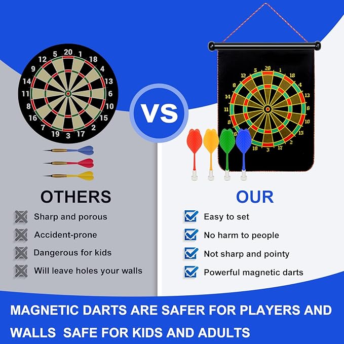 Magnetic Dart Board Outdoor Game Suitable for Children to Play Comes with 12 Darts Best Toys Gifts for Teenage Boys Girls Age 5 6 7 8 9 10 11 12 Years (12 in)-StrideForce Fitness