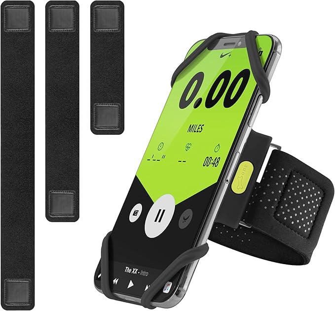 【Bone】 Run Tie Running Armband Phone Holder, Cell Phone Arm Band for iPhone 14 13 12 11 Pro Max Mini XS XR X 8 7 6 Plus Samsung Galaxy S10 S9 Smartphone (Combo Set/Black/ 6.3-7.5"+ 7.9-9.8"+ 9.8-14")-StrideForce Fitness