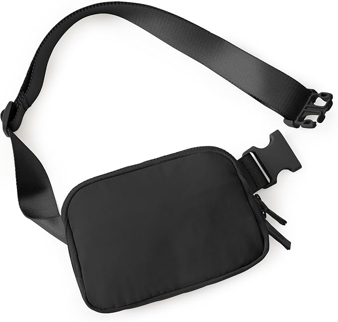 ODODOS Unisex Mini Belt Bag with Adjustable Strap Small Fanny Pack for Workout Running Traveling Hiking, Elegant Black-StrideForce Fitness