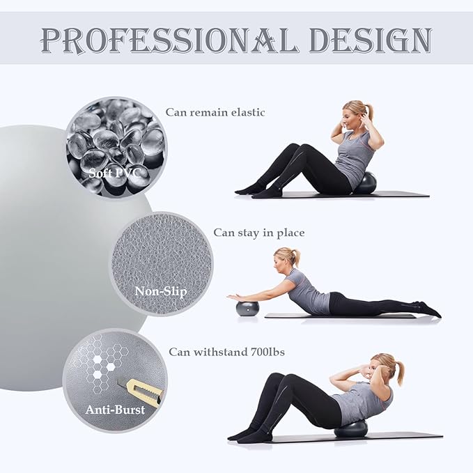 Soft Pilates Ball 9 Inch, Ideal Small Exercise Ball Between Knee Squeeze for Physical Therapy Yoga Core Medicine Abs Pt Bouncy, Mini Rubber Fitball Barre Workout Equipment for Women Men Kid Toddler-StrideForce Fitness