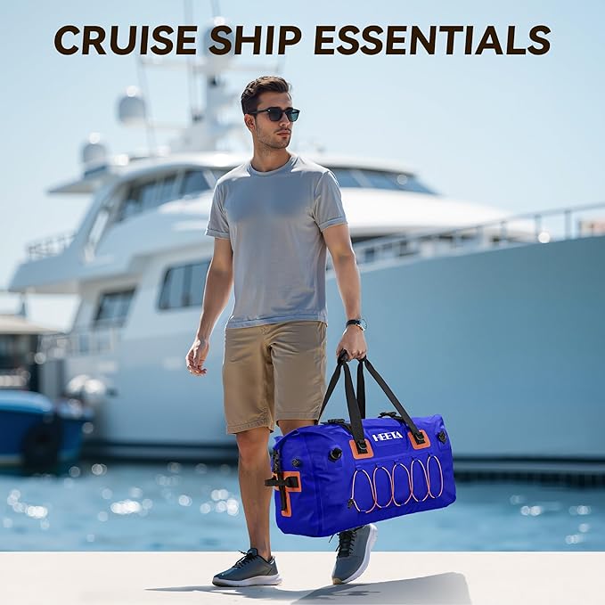 HEETA Waterproof Duffel Bag Motorcycle Dry Bag Backpack, 60L/80L Extra Large Rolltop Travel Duffle Bags with Straps & Handles for Kayaking Rafting Boating Canoeing Camping Gym Beach Cruise Ship-StrideForce Fitness