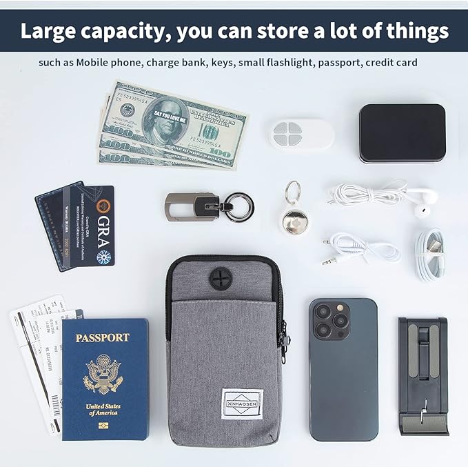 Cell Phone Purse Waist Pack Bag Travel Crossbody Bag Wristband Sport Armband Wallet with Removable Shoulder Strap (Navy Blue)-StrideForce Fitness