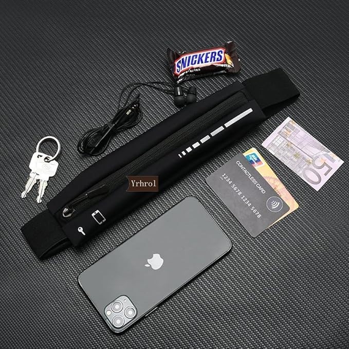 2 Pack Running Belt Slim Pack for Women Men, Phone Holder Runners Pouch Waist Belt for Workout Jogging, Money Belt Running Gift Gear Accessories, Black, One Size, Fashion (Black)-StrideForce Fitness