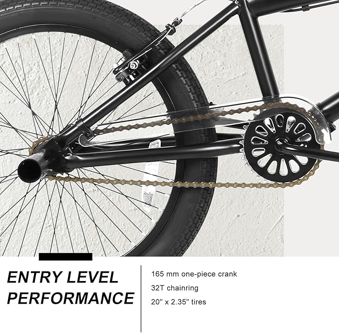 WEIZE Freestyle BMX Bike, 20 inch Trick Bicycle for Kids and Adults Men Women, Hi-Ten Steel Frame, 360 Degree Rotor Freestyle, 4 Pegs Single Speed Teen Bike, Beginner-Level to Advanced Riders-StrideForce Fitness