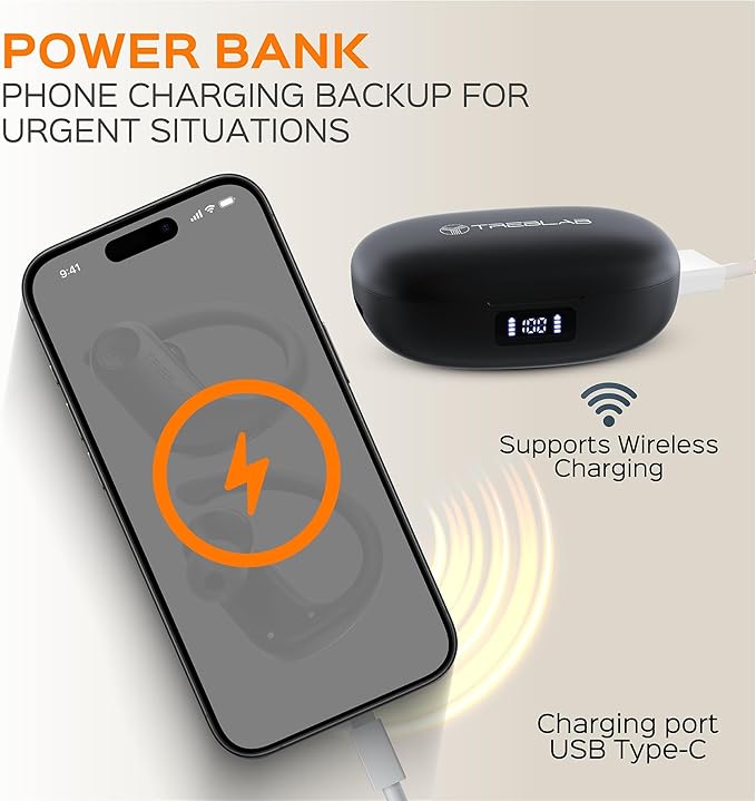 TREBLAB X3 Pro - Ultra Comfortable Earhooks, Pure-HD Sound, Punchy Bass, 145H Battery, Waterproof & Sweatproof Bluetooth Earbuds, Mics for Calls, True Wireless Ear Buds for Sports Workout Running-StrideForce Fitness