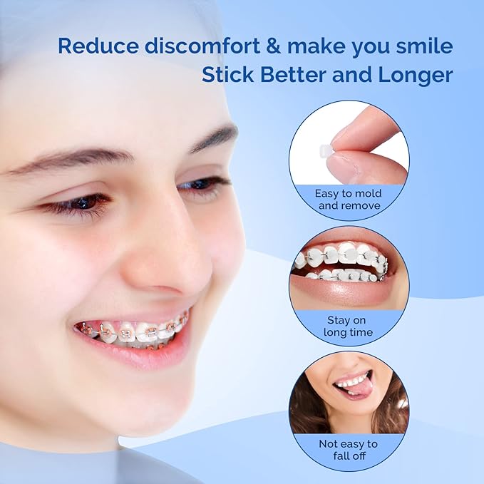 JMU Orthodontic Wax for Braces 1 Pack, Precut 50 Braces Wax Dots,Unscented