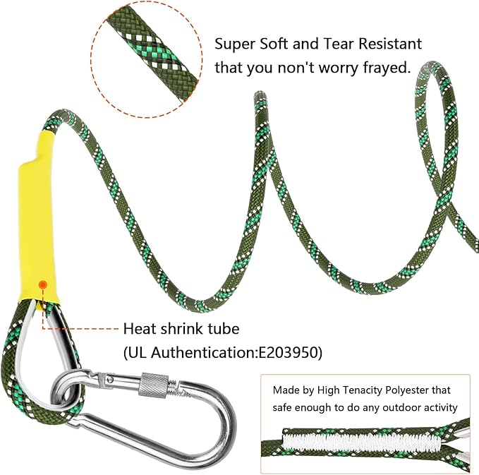 X XBEN Outdoor Climbing Rope 10M(32ft) 20M(64ft) 30M(96ft) 50M(160ft) 70M(230ft) 152M(500FT) 352M(1000FT) Static Rock Climbing Rope for Escape Rope Ice Climbing Equipment Fire Rescue Parachute-StrideForce Fitness