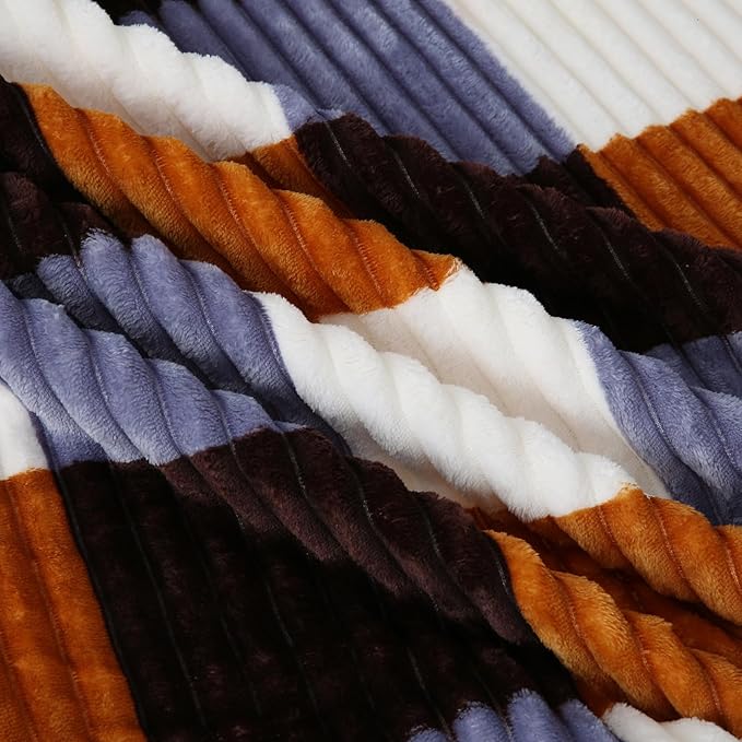 PU MEI Sherpa Blanket Twin Plaid Thick Bed Blanket, 80”*90” Super Soft Flannel Fuzzy Fleece Reversible Velvet Plush Warm Blanket for Couch (Brown Orange Check)-StrideForce Fitness