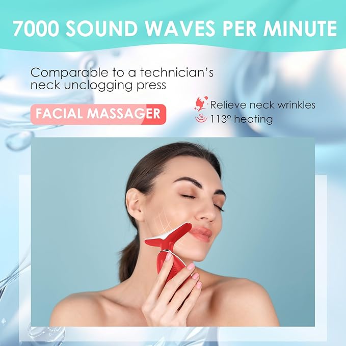 Facial Massager Red-Light-Therapy-for-Face and Neck, Face 𝖲 culpting Wand with 7 Color (Bright Red)-StrideForce Fitness