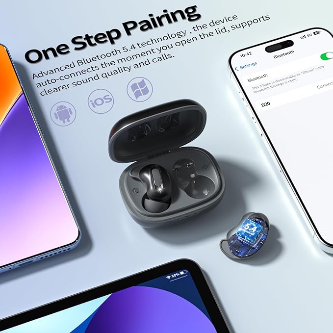 Sleep Earbuds, Mini ANC Wireless Earbuds Bluetooth 5.4 Headphones Deep Bass Stereo, 48H Playtime Ear Buds, 4 ENC Noise Cancelling Mic, In Ear IP7 Waterproof Earphones for Side Sleepers,Touch Control-StrideForce Fitness