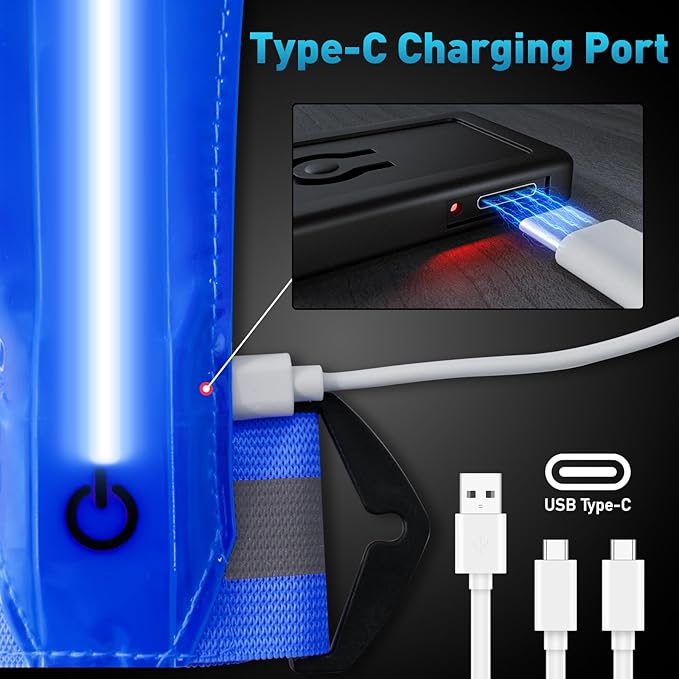 LED Reflective Vest Safety Gear, Light Up Vest for Night Walking Cycling, High Visibility Running Vest with Reflective Strips-StrideForce Fitness