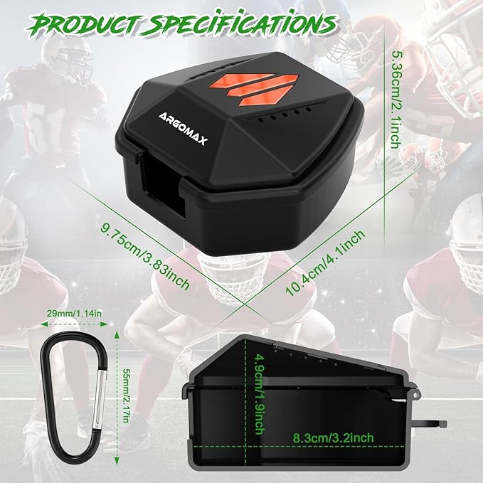 ARGOMAX Sports Lip Guard Case with Clip, Specializing Storage of Mouthguards with Lip Protection. Compatible with Various Brands of Football Lip Guard, Black+Orange.-StrideForce Fitness