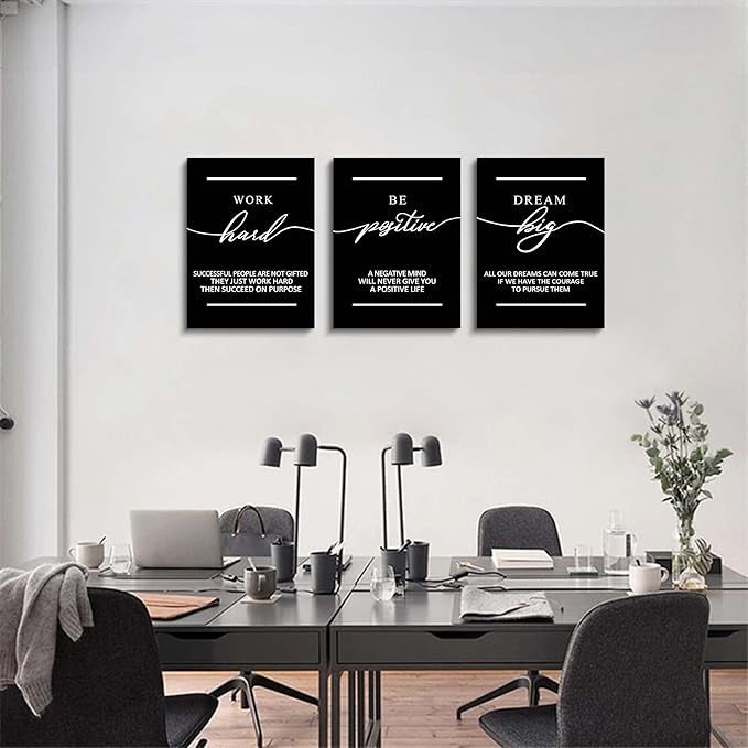 Motivational Wall Art - Inspirational Canvas Poster Prints Black Quotes Paintings Picture Entrepreneur Positive Quotes Office Wall Decor Decoration for Living Room Bedroom Framed-StrideForce Fitness