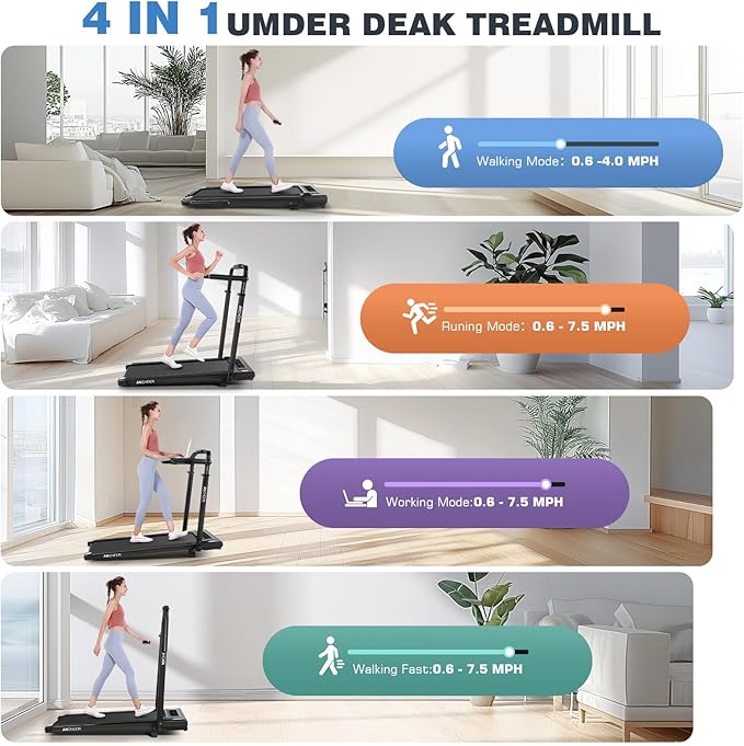 Walking Pad Treadmill with Desk Workstation,3.0 HP Foldable Treadmills with 12% Incline & Handle Bar,300lbs Capacity,2s Folding,Ultra-Quiet,Small/Compact Under Desk Treadmills for Home Ofiice-StrideForce Fitness