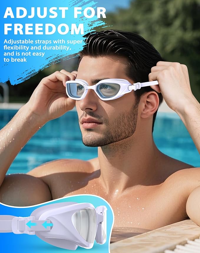 Swim Goggles, Unisex Adult Swimming Goggles Anti Fog Anti UV No Leakage Wide View for Men Women Youth-StrideForce Fitness