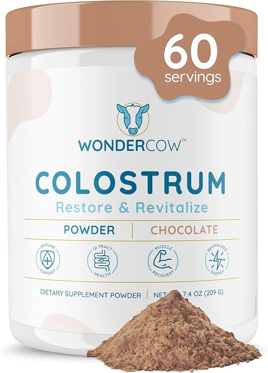 Colostrum Supplement Powder for Gut Health, Immune Support, Muscle Recovery & Wellness | Natural IgG Pure Whole Bovine Colostrum Superfood, Chocolate, 60 Servings-StrideForce Fitness