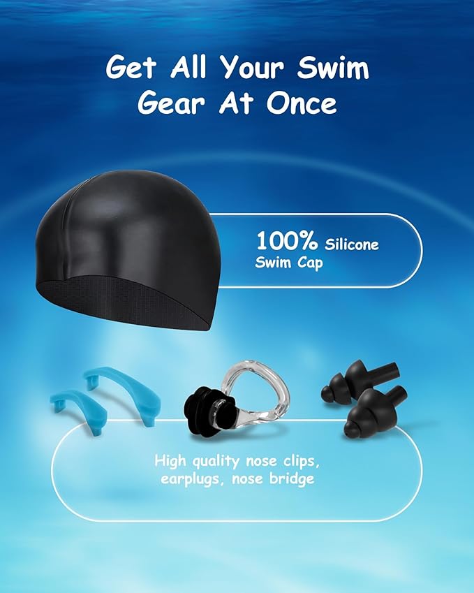 Kids Swim Goggles, Anti-fog and UV Protection with Swim Cap for Age 3-15 Youth Boys Girls Toddler-StrideForce Fitness