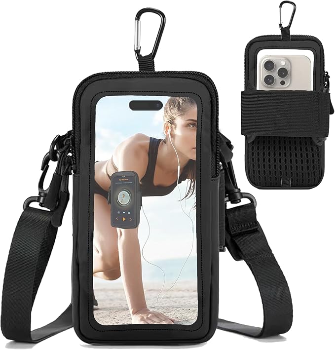 Phone Holder for Running, Walking, and Workout - Adjustable Arm Band Armband for iPhone and Cell Phones - Clear Crossbody Phone Pouch Purse with Strap for Women Men-StrideForce Fitness
