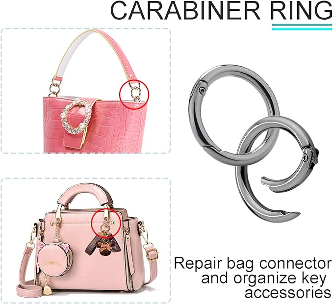 12Pack 1 Inch Spring O Ring Clip Keychain, 4 Colors Round Carabiner Clip Keyrings Snap Hook Buckle for Purse Shoulder Bag Chain Ring Clip Replacement Paracord Keychain Lanyard Leather Repair Hardware-StrideForce Fitness