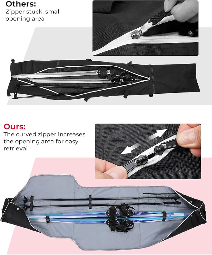 KEMIMOTO Ski Bag and Boot Bag Combo, Snowboard Bag Padded Ski Bags for Air Travel, Snow Ski Bags Fit Skis Up to 200cm, Ski Double Bag Combo-StrideForce Fitness