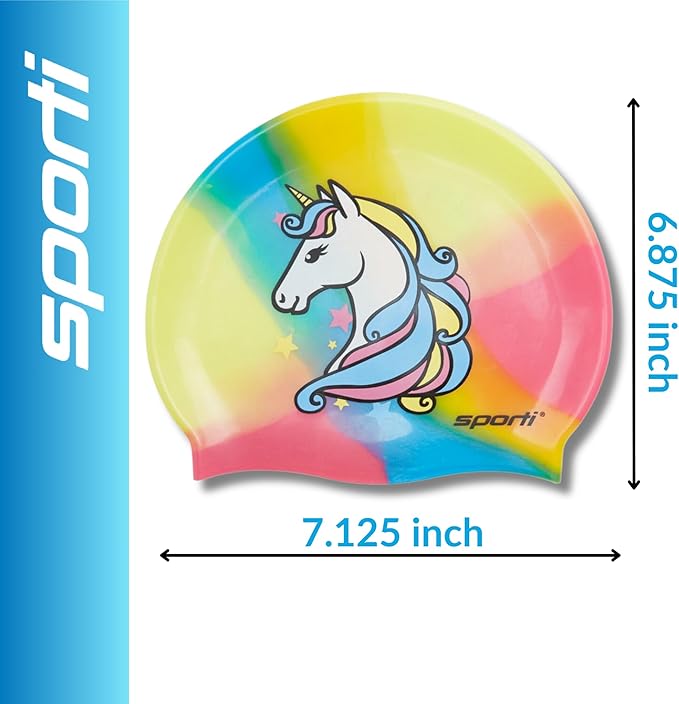Sporti Silicone Swim Cap for Kids, Unisex Youth Swimming Cap, Protection Bathing Caps for Your Children, Aged 2-10-StrideForce Fitness