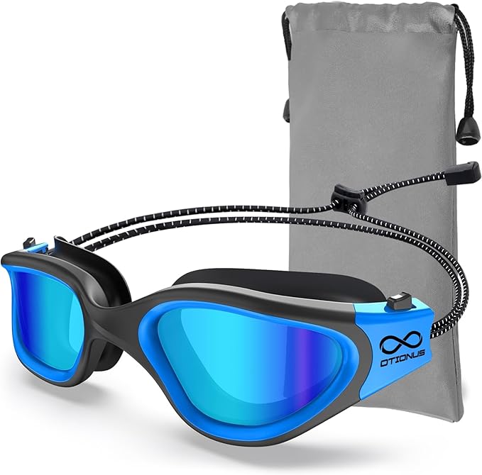 Swim Goggles, Polarized Adult Swimming Goggles Bungee Strap No Hair Pulling Anti-fog Pool Goggles for Men Women-StrideForce Fitness