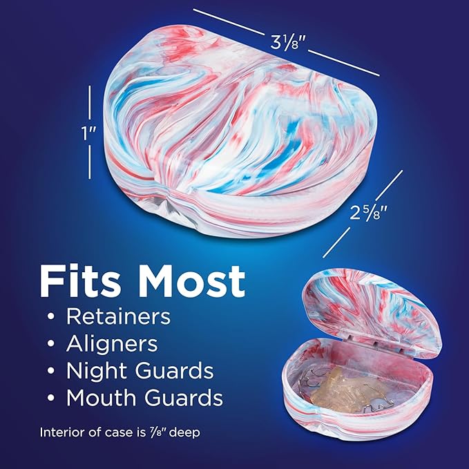 Practicon Marble Retainer Cases, Orthodontic Aligner Case, Mouth Guard Holder (3 Pack) (Patriot)