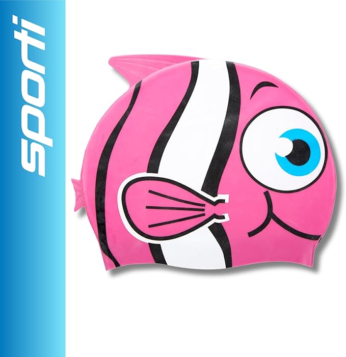 Sporti Silicone Swim Cap for Kids, Unisex Youth Swimming Cap, Protection Bathing Caps for Your Children, Aged 2-10-StrideForce Fitness