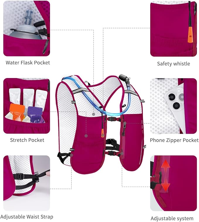 ECOHUB Running Hydration Vest Backpack,Lightweight Breathable Pack with 2L Water Bladder Bag Daypack for Hiking Trail Running Cycling Race Marathon for Women Men-StrideForce Fitness