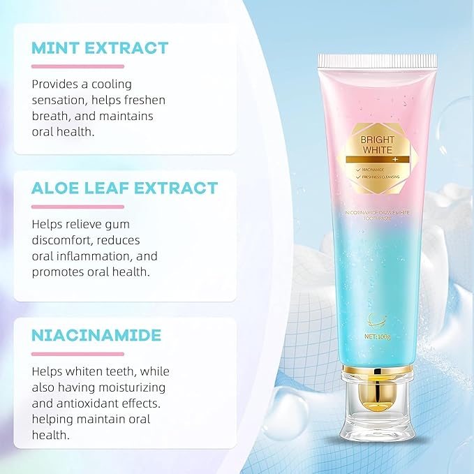 Niacinamide Whitening Toothpaste, Niacinamide Intensive Whitening Toothpaste, Enamel Protection & Long-Lasting Fresh Breath, Stain Removal - Daily Use for Improves Gum Health, Deep Cleaning Care (1)