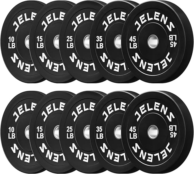 Olympic Barbell Weight Plates Set, 2-Inch Black/Colored Rubber Bumper Plate Weight Set for Strength Training and Weightlifting, Multiple Options-StrideForce Fitness