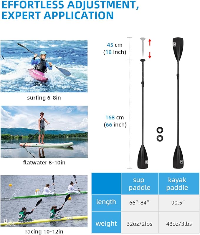 OCEANBROAD SUP Paddle - Adjustable Stand-Up Paddle for Paddleboard Kayak, Adjustable Aluminum Alloy Shaft with Reinforced Nylon Blades-StrideForce Fitness