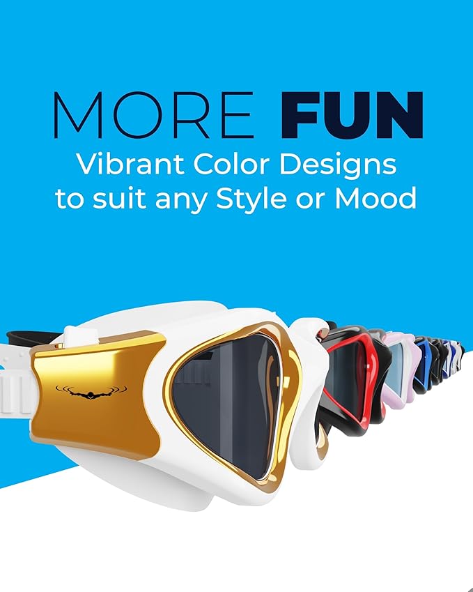 AqtivAqua Swimming Goggles, DX Wide View Swim Goggles for Adult Men Women, Anti Fog No Leaking-StrideForce Fitness