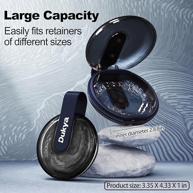 Retainer Case - mouth guard and Orthodontic Aligner Case, Adjustable air holes, Fashion, Multifunctional Portable Box - Obsidian Blue