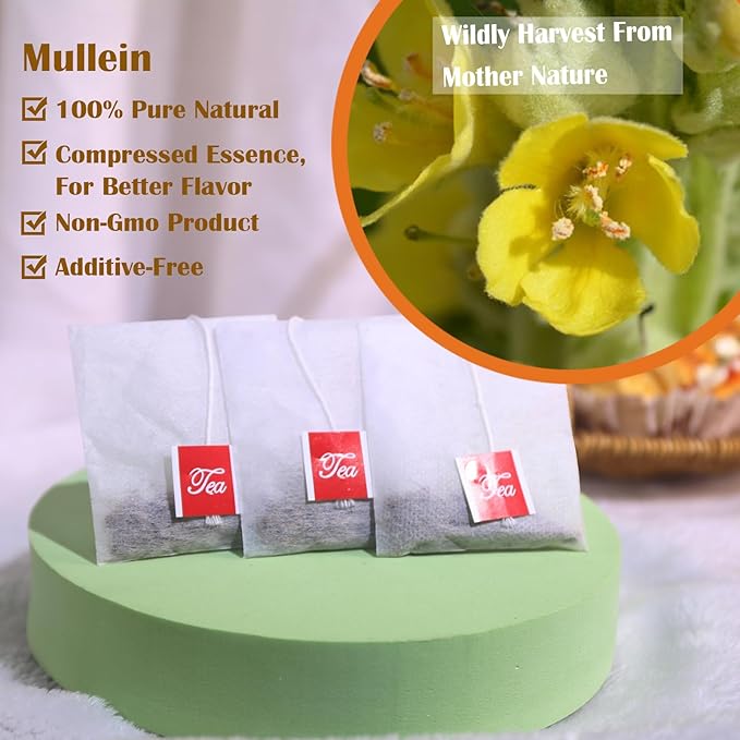 TEARELAE - Mullein Tea Bags For Lungs - 2.65 oz/75g (3g X 25 Bags) - 100% Pure Natural Premium Mullein Leaf Tea - Non-GMO - Caffeine-free - Good For Respiratory System-StrideForce Fitness