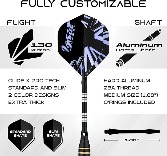 IgnatGames Premium Steel Tip Darts – 3/6/12 Pack Brass Barrels with Aluminum Shafts, 16 GlideXPro Flight Set, Tool Kit & Giftable Case-StrideForce Fitness