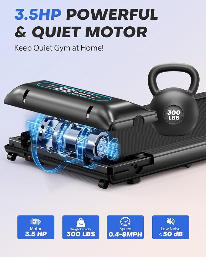 Walking Pad with Incline, 3 in 1 Under Desk Treadmill with Handle Bar Removable Desk Workstation & Device Holder, 3.5HP Foldable Treadmills with 300lbs Capacity for Home Office-StrideForce Fitness