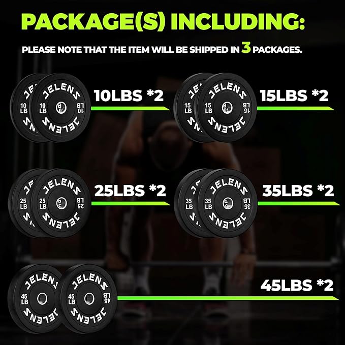 Olympic Barbell Weight Plates Set, 2-Inch Black/Colored Rubber Bumper Plate Weight Set for Strength Training and Weightlifting, Multiple Options-StrideForce Fitness