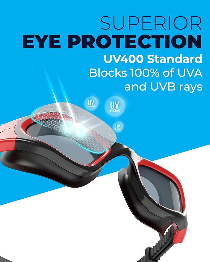 AqtivAqua Swimming Goggles, DX Wide View Swim Goggles for Adult Men Women, Anti Fog No Leaking-StrideForce Fitness