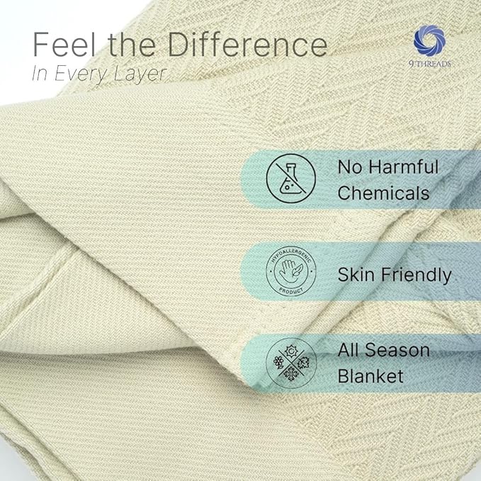 100% Cotton Herringbone Weave Blankets, 90" X 90" Queen, Throw Blanket for Bed, All Season Cotton Blanket, Cozy Blanket,Throws & Bed Blanket, Throw Blanket for Couch, Modern Home Decor -Sage-StrideForce Fitness