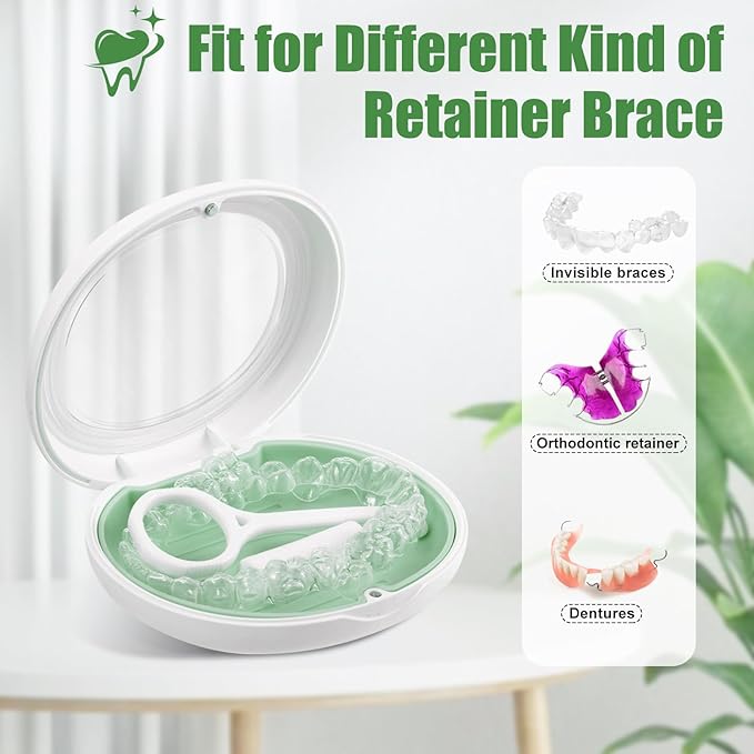 Retainer Case,Aligner Case,Retainer Holder With Remover Tool And Cleaning Brush With Vent Holes Compatible With Aligner Case, Retainer Case,Orthodontic Supplies Case