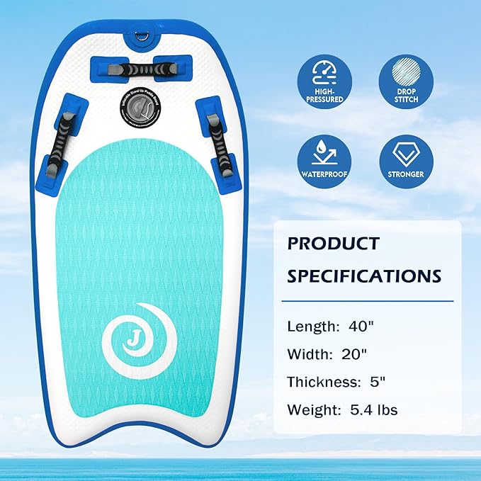 Inflatable Bodyboard Lightweight Portable 40" Body Board for Adults and Kids Surfboards Body Boards for Beach River-StrideForce Fitness