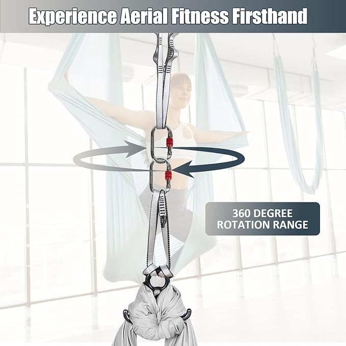 Aerial Silks Kit & Aerial Yoga Hammock - 11Yd Premium Fabric Hardware - Easy Setup for Flying Yoga, Aerial Swing & Fitness - Supports Up to 14ft Rigging-StrideForce Fitness