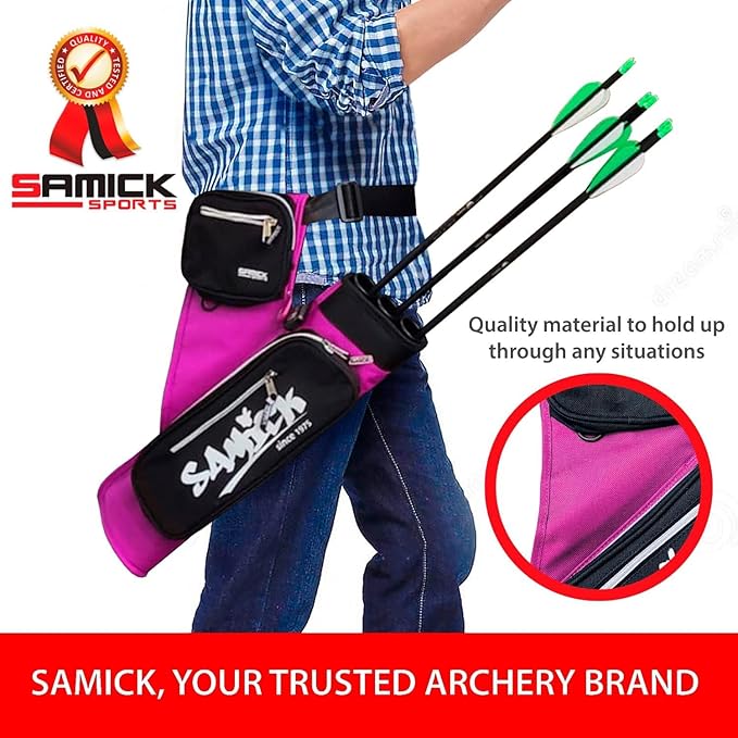 Archery Arrow Quiver - Adjustable Waist Hanged Quiver with 3 Removable Tubes & Pockets for Archery Arrows Case & Equipment - Ideal for Hunting & Target Practice - Right Handed Only-StrideForce Fitness