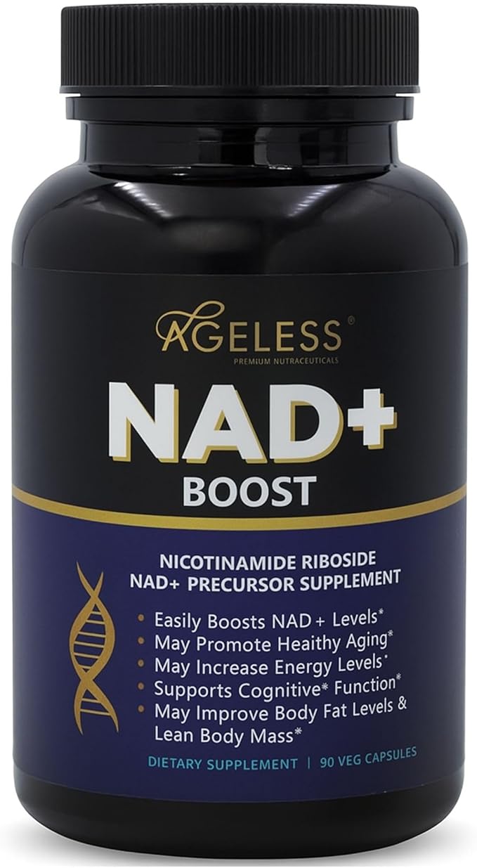 Ageless NAD Supplements for Women & Men | High Purity 300mg Nicotinamide Riboside Chloride | NMN Supplement for Anti-Aging | Support Energy, Focus, Body Fat and Cognitive Function - 90 Count-StrideForce Fitness