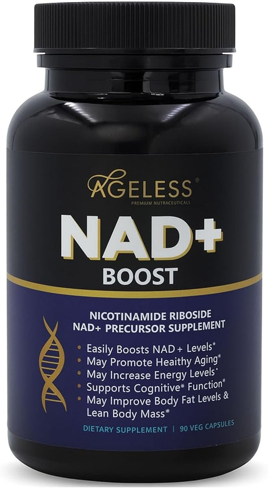 Ageless NAD Supplements for Women & Men | High Purity 300mg Nicotinamide Riboside Chloride | NMN Supplement for Anti-Aging | Support Energy, Focus, Body Fat and Cognitive Function - 90 Count-StrideForce Fitness
