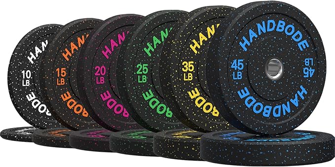 Colored Bumper Weight Plates Olympic Weight Plate Set 2-Inch, 10/15/20/25/35/45/55 lb Barbell Weight Plates Set for Home Gym, Rubber Strength Training Weights Plates for Weight Lifting-StrideForce Fitness